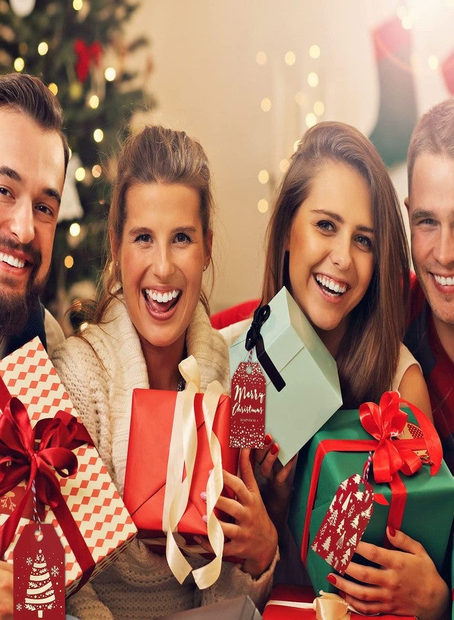 Whaline 120Pcs Christmas Gold Foil Paper Gift Tags Red Holiday Hang Name Tags with 32.8Ft Cotton Rope 10 Designs Metallic Glittery Holiday Wish Labels for for DIY Xmas Present, Xmas Party Decoration - Image 5